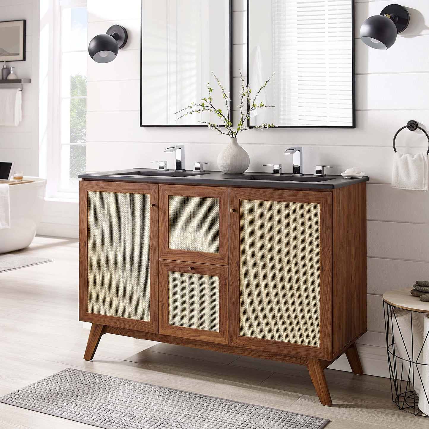Modway furniture Soma Bathroom Vanity with Black Basin Included - EEI-6712-OAK-BLK