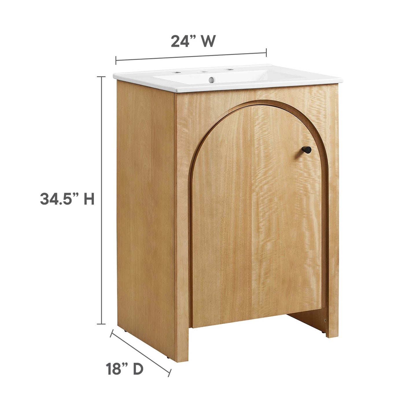 Modway furniture Appia Bathroom Vanity Basin Included - EEI-6788-OAK-WHI