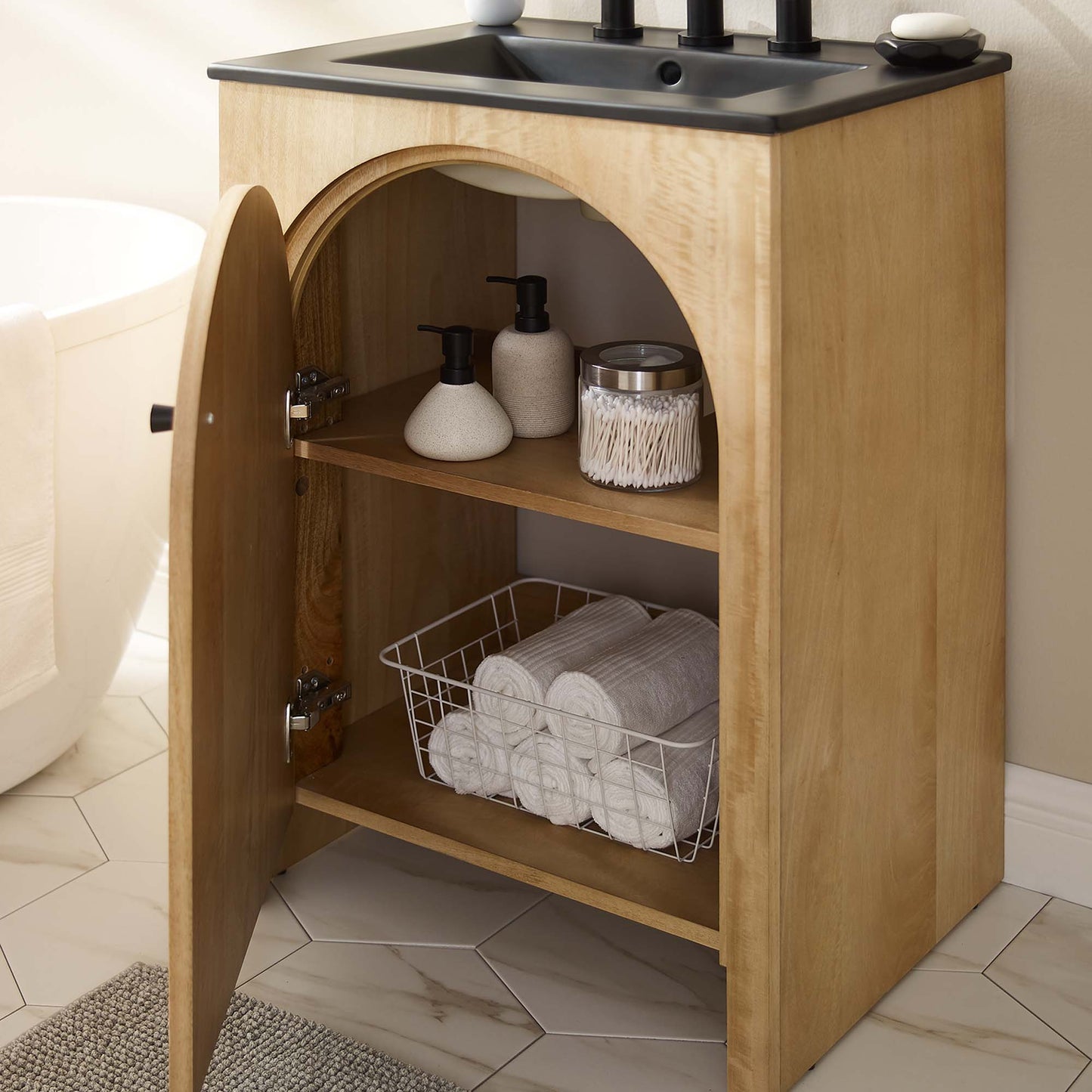 Modway furniture Appia Bathroom Vanity Basin Included - EEI-6788-OAK-WHI