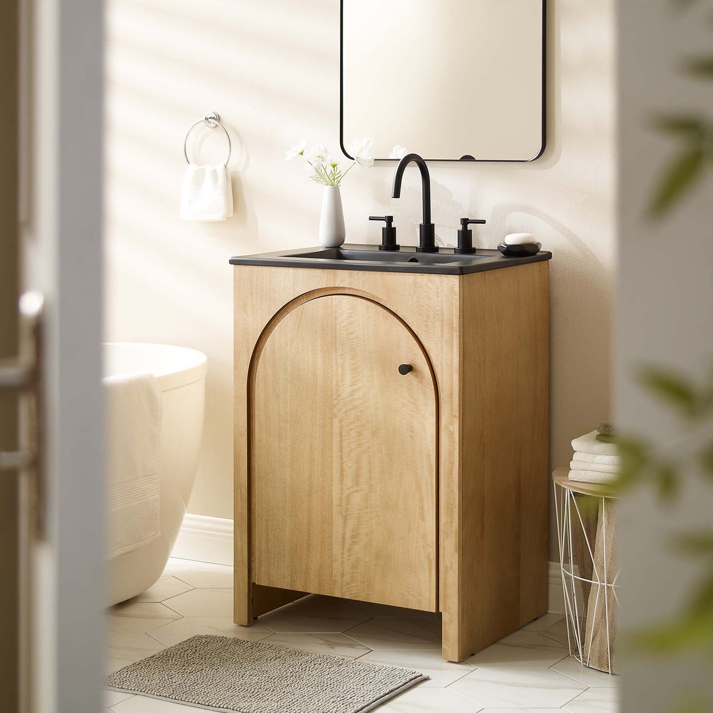 Modway furniture Appia Bathroom Vanity Basin Included - EEI-6788-OAK-WHI