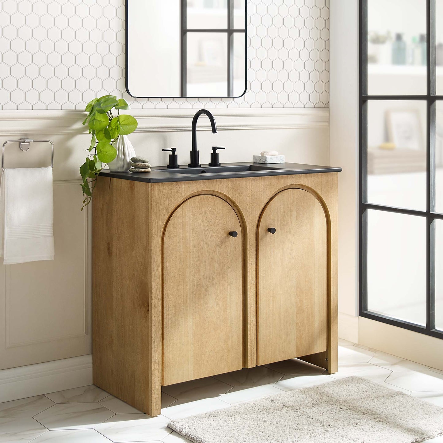 Modway furniture Appia Bathroom Vanity Basin Included - EEI-6788-OAK-WHI