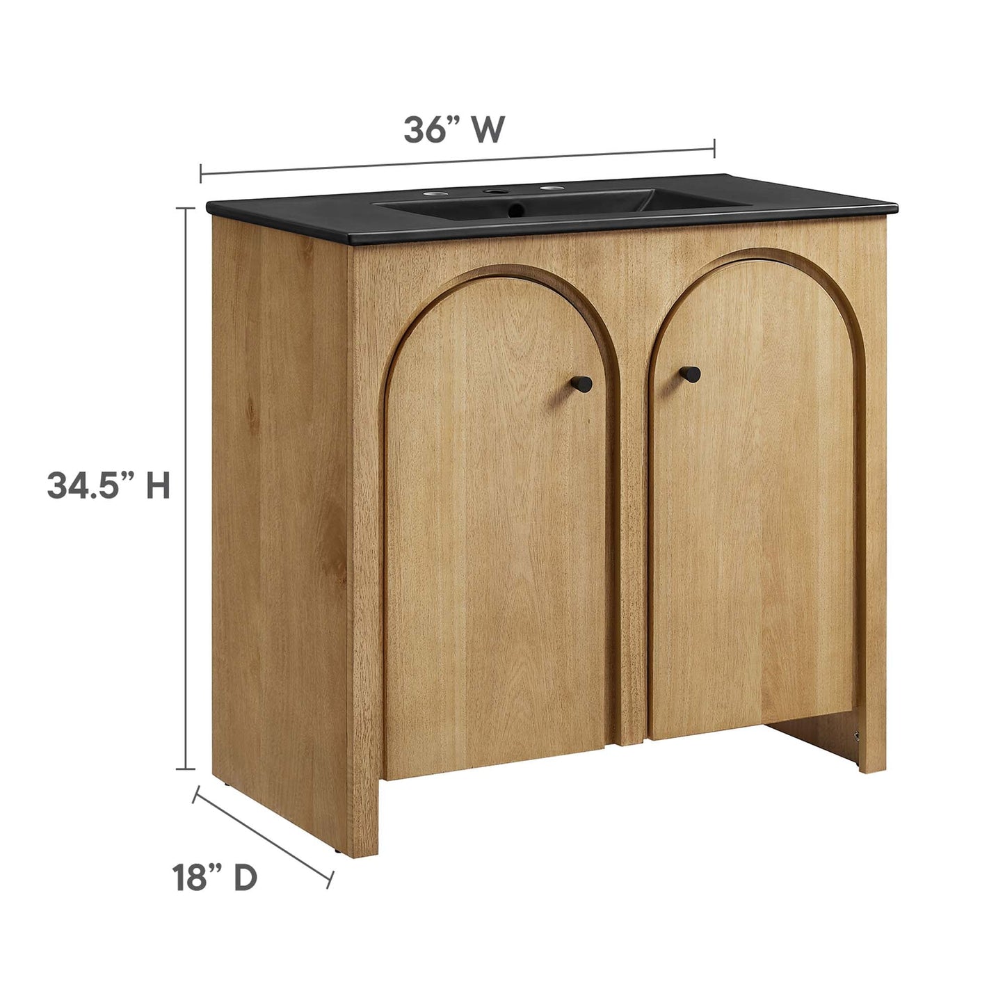 Modway furniture Appia Bathroom Vanity Basin Included - EEI-6788-OAK-WHI