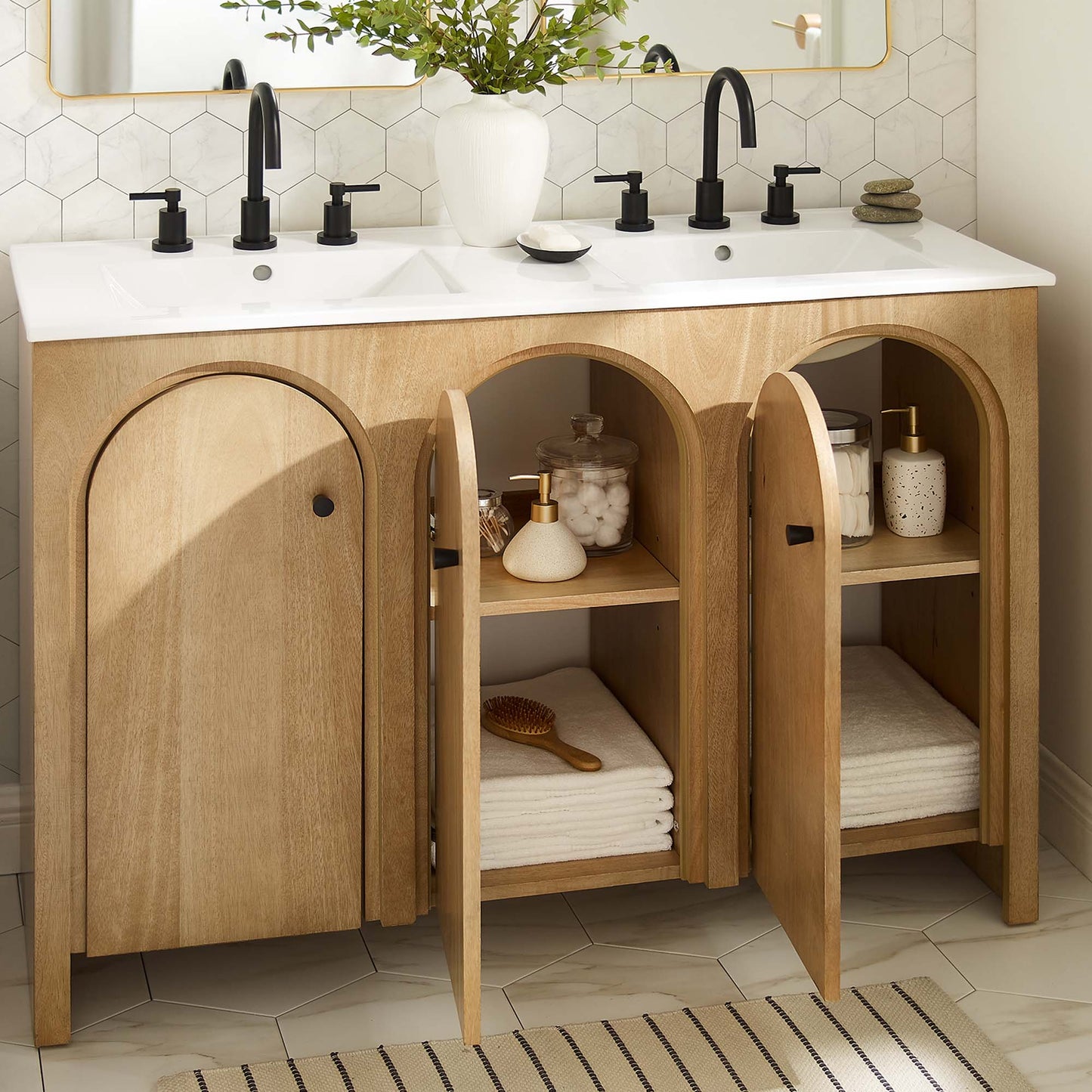 Modway furniture Appia Bathroom Vanity Basin Included - EEI-6788-OAK-WHI