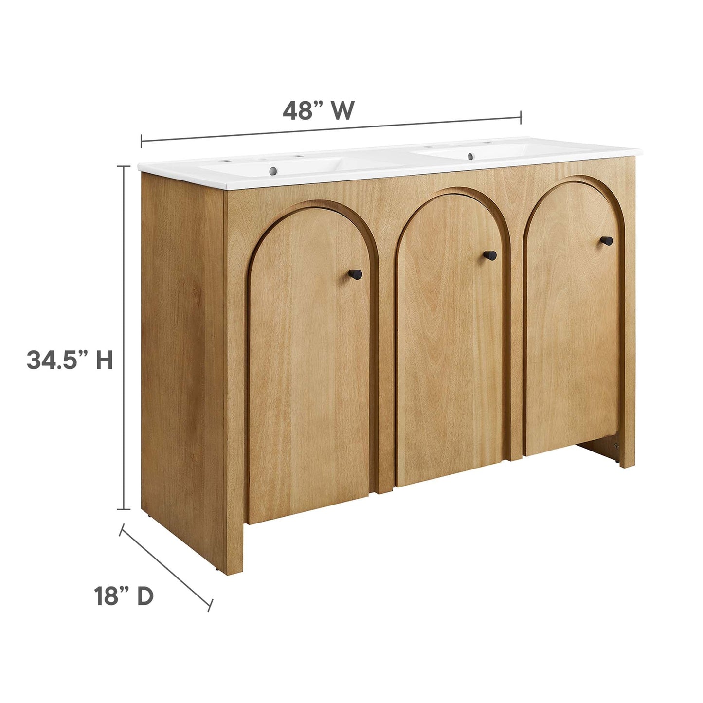 Modway furniture Appia Bathroom Vanity Basin Included - EEI-6788-OAK-WHI