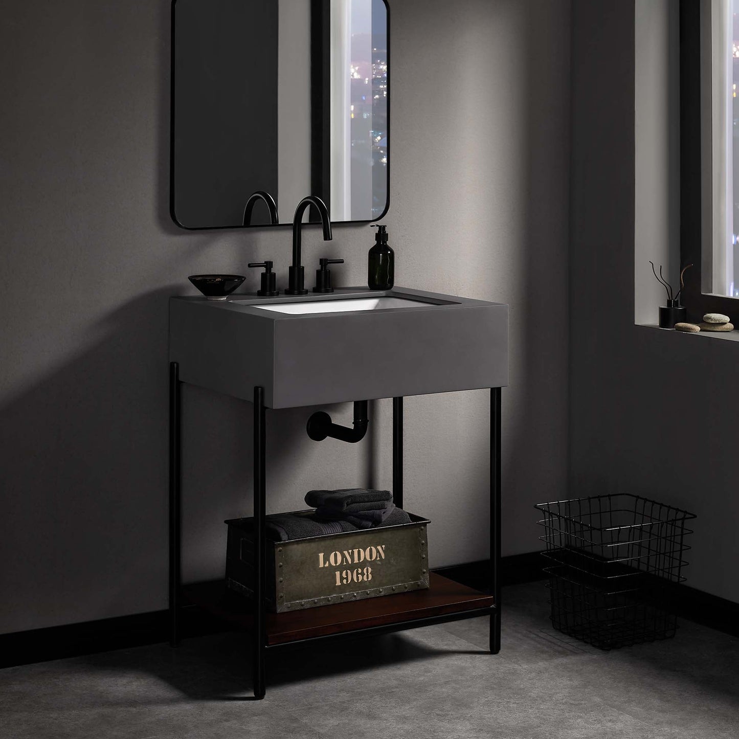Modway furniture Etch 24" Bathroom Vanity with Sink - EEI-6861-BLK-WHI