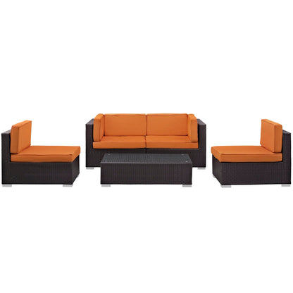Modway Furniture Camfora 5 Piece Outdoor Patio Sectional Set by Modway - EEI-694-EXP-ORA-SET
