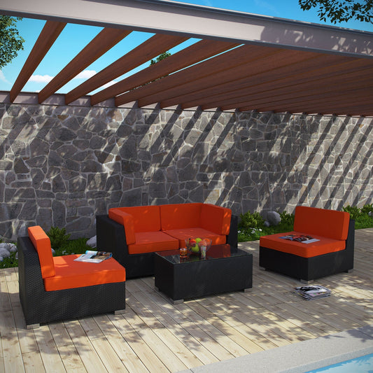 Modway Furniture Camfora 5 Piece Outdoor Patio Sectional Set by Modway - EEI-694-EXP-ORA-SET