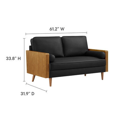 Modway Furniture Vegan Leather Loveseat - Chic Mid-Century Modern Design for Stylish Small Spaces & Comfort - EEI-6943-WAL-TAN