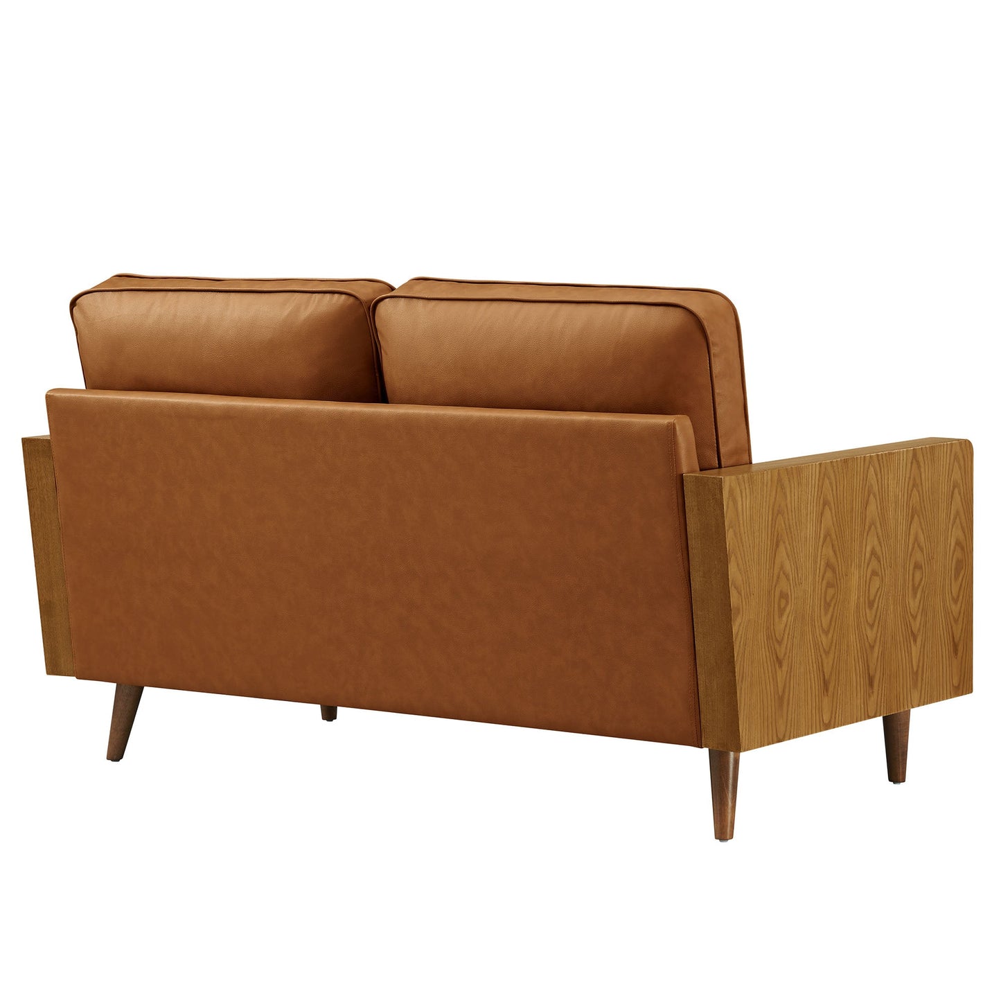Modway Furniture Vegan Leather Loveseat - Chic Mid-Century Modern Design for Stylish Small Spaces & Comfort - EEI-6943-WAL-TAN