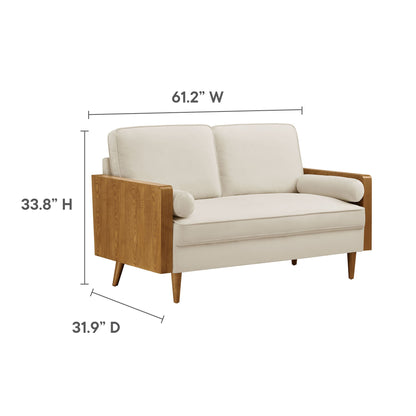 Modway furniture Kellan Performance Velvet Loveseat - Luxurious Mid Century Modern Design for Stylish Comfort - EEI-6945-WAL-MOG