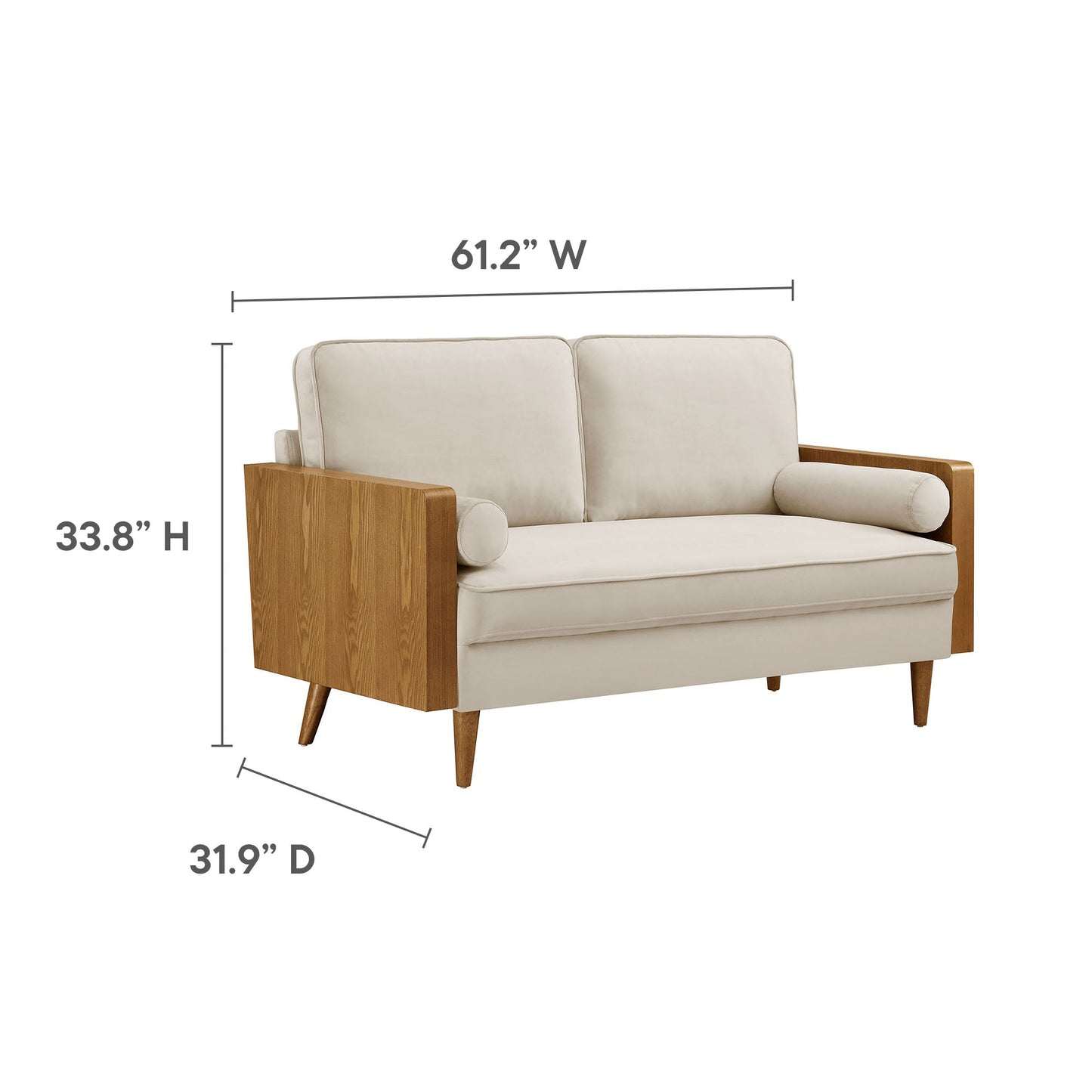 Modway furniture Kellan Performance Velvet Loveseat - Luxurious Mid Century Modern Design for Stylish Comfort - EEI-6945-WAL-MOG