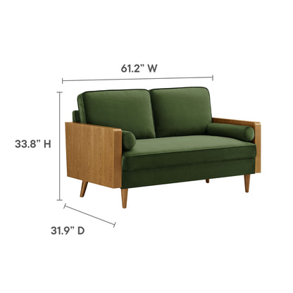 Modway furniture Kellan Performance Velvet Loveseat - Luxurious Mid Century Modern Design for Stylish Comfort - EEI-6945-WAL-MOG