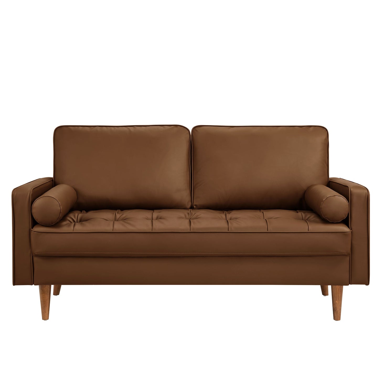 Modway Furniture Valour Tufted Vegan Leather Loveseat - Modern Comfort, Chic Design, Perfect for Any Living Space - EEI-6972-BRN