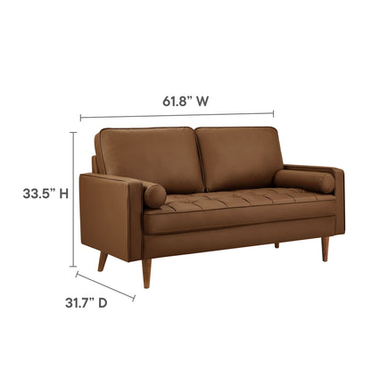 Modway Furniture Valour Tufted Vegan Leather Loveseat - Modern Comfort, Chic Design, Perfect for Any Living Space - EEI-6972-BRN