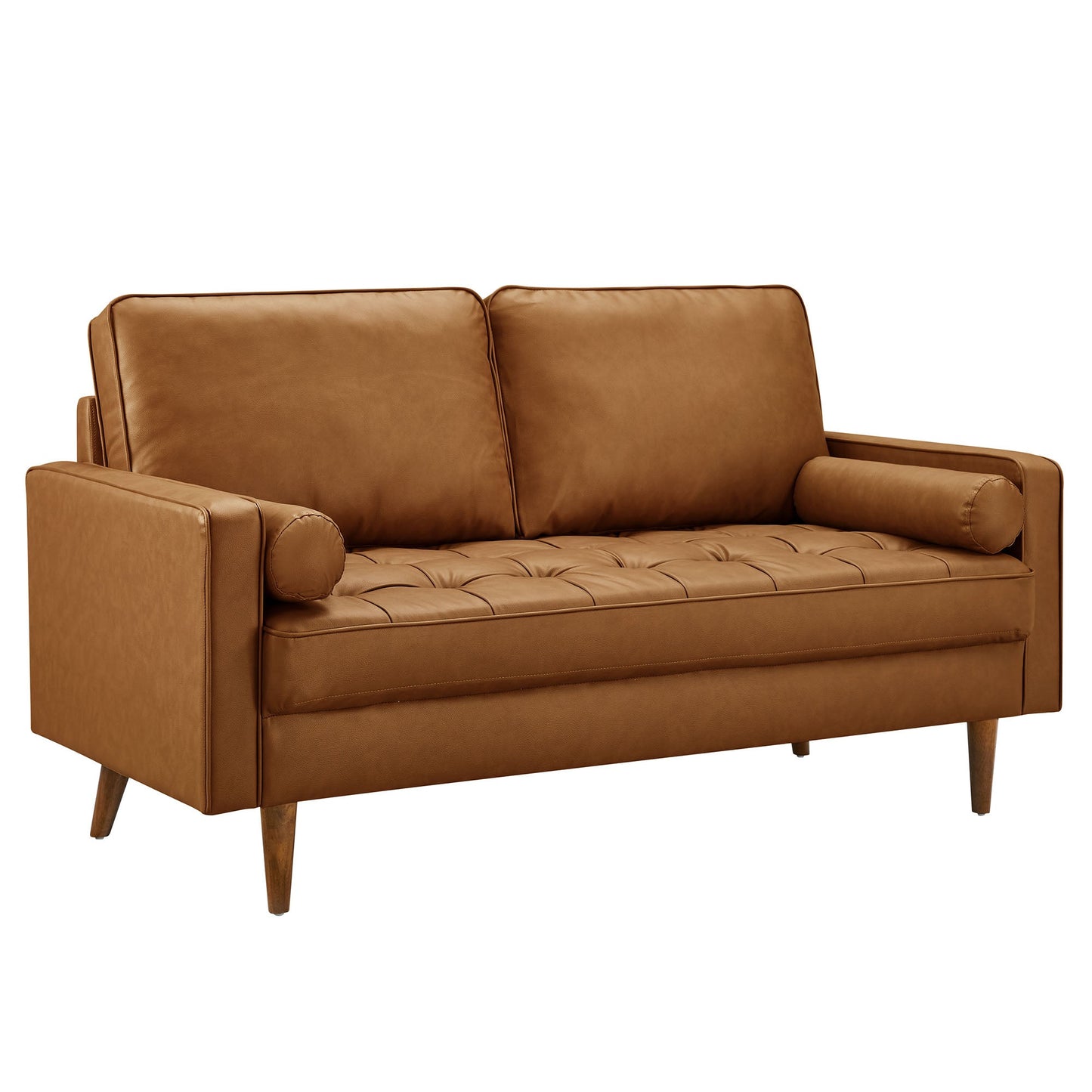 Modway Furniture Valour Tufted Vegan Leather Loveseat - Modern Comfort, Chic Design, Perfect for Any Living Space - EEI-6972-BRN