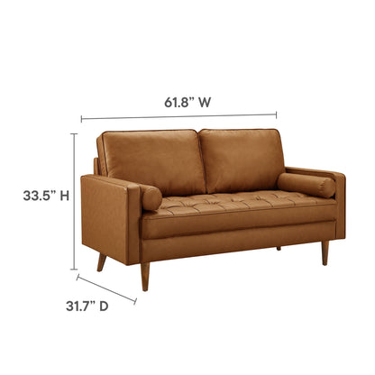 Modway Furniture Valour Tufted Vegan Leather Loveseat - Modern Comfort, Chic Design, Perfect for Any Living Space - EEI-6972-BRN