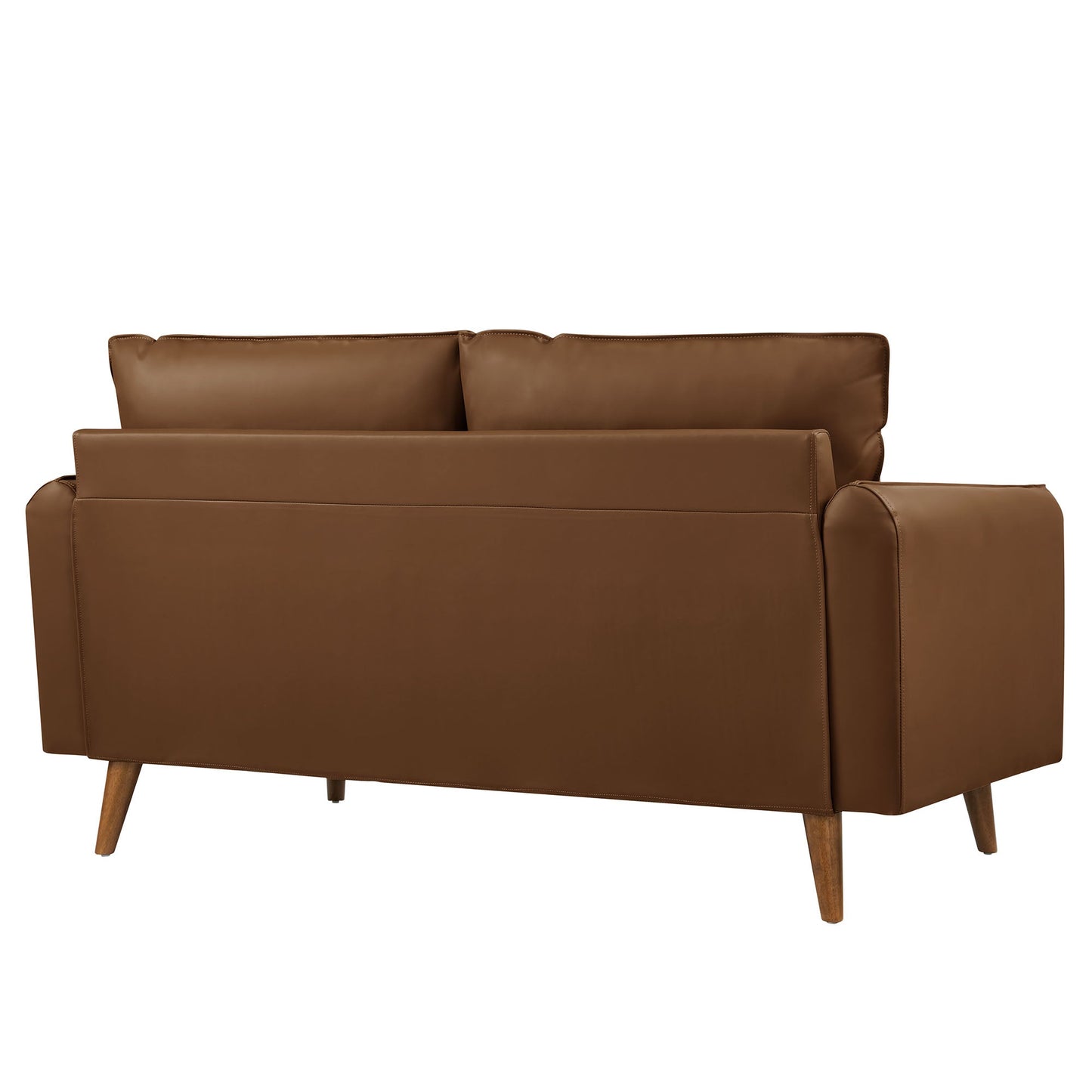 Modway Furniture Revive Modern Vegan Leather Loveseat with Plush Pillows for Chic Living Room Comfort and Style - EEI-6974-BRN