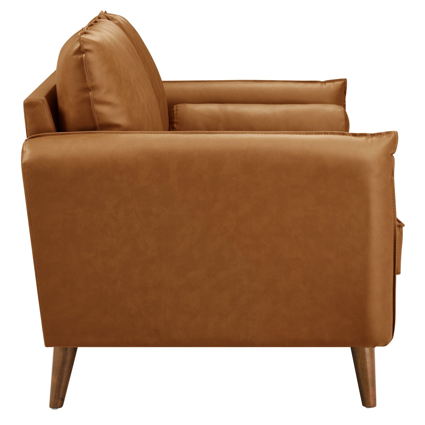Modway Furniture Revive Modern Vegan Leather Loveseat with Plush Pillows for Chic Living Room Comfort and Style - EEI-6974-BRN