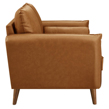 Modway Furniture Revive Modern Vegan Leather Loveseat with Plush Pillows for Chic Living Room Comfort and Style - EEI-6974-BRN