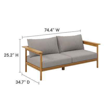 Modway Furniture Wren 4-Piece Outdoor Patio Teak Wood Furniture Set - EEI-7065-NAT-SAI