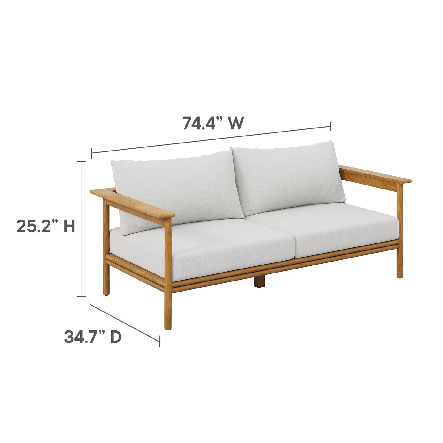 Modway Furniture Wren 4-Piece Outdoor Patio Teak Wood Furniture Set - EEI-7065-NAT-SAI