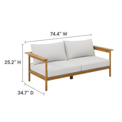 Modway Furniture Wren 4-Piece Outdoor Patio Teak Wood Furniture Set - EEI-7065-NAT-SAI
