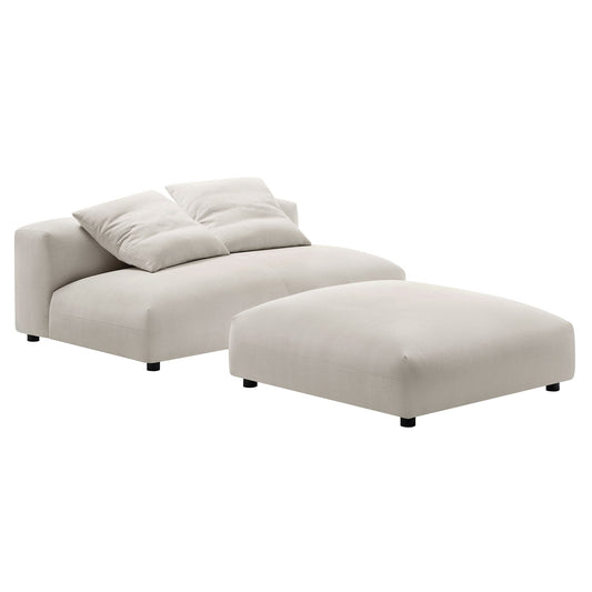 Modway Furniture Solace Modular Upholstered Armless Loveseat and Ottoman Set for Modern Comfort and Style - EEI-7031-SAL