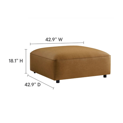 Modway furniture Auren 3-Piece Upholstered Vegan Leather Modular Loveseat with Ottoman - EEI-7130-CAM