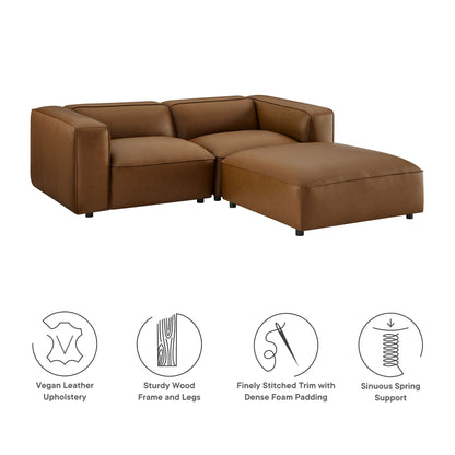 Modway furniture Auren 3-Piece Upholstered Vegan Leather Modular Loveseat with Ottoman - EEI-7130-CAM