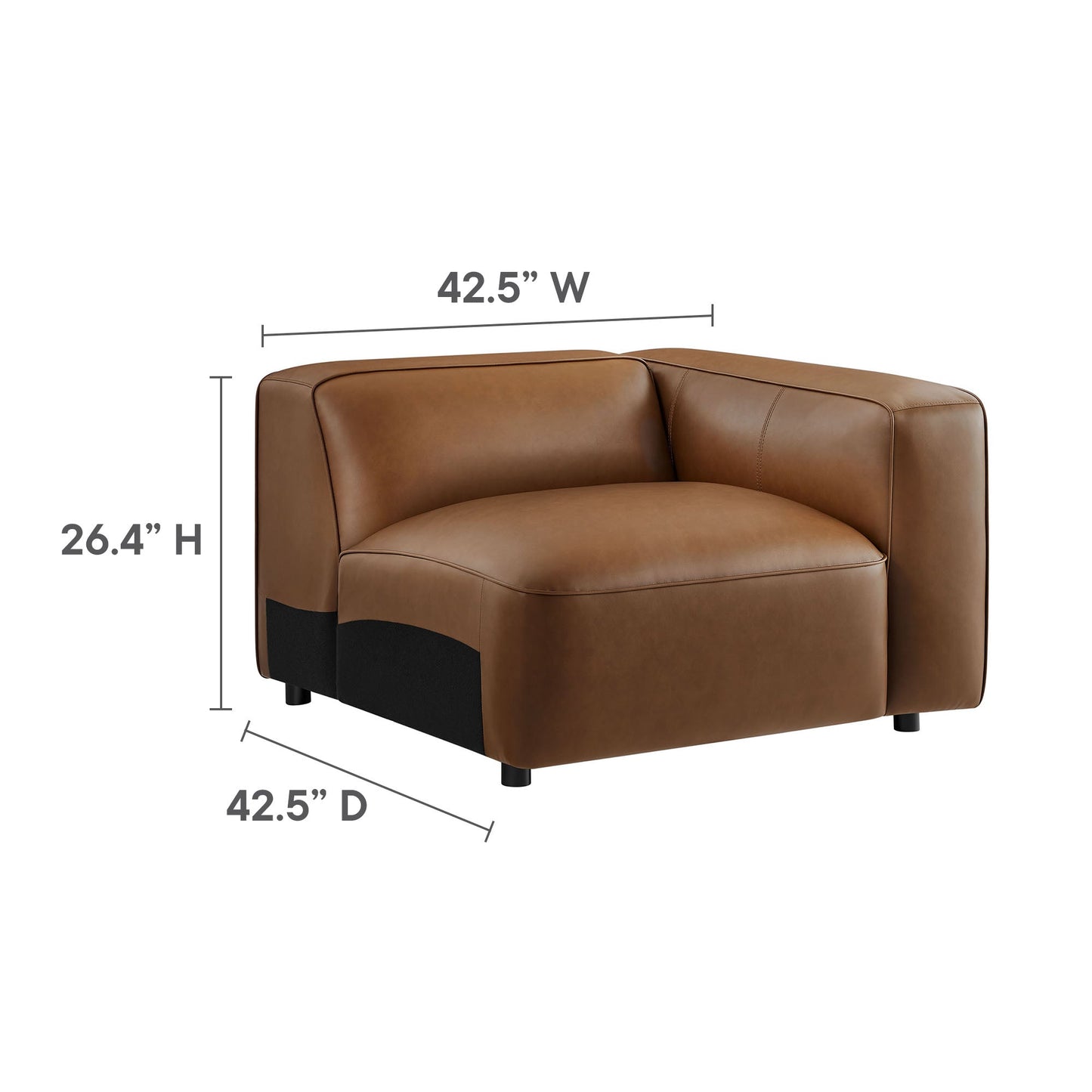 Modway furniture Auren 3-Piece Upholstered Vegan Leather Modular Loveseat with Ottoman - EEI-7130-CAM