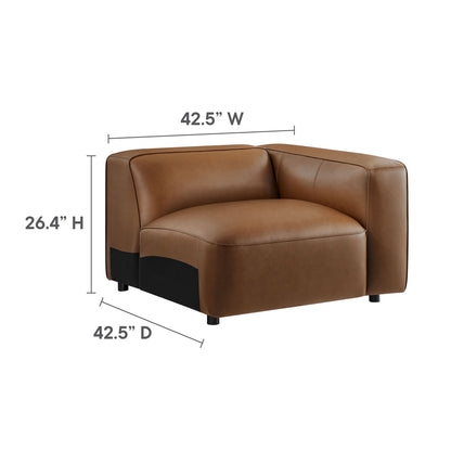 Modway furniture Auren 3-Piece Upholstered Vegan Leather Modular Loveseat with Ottoman - EEI-7130-CAM