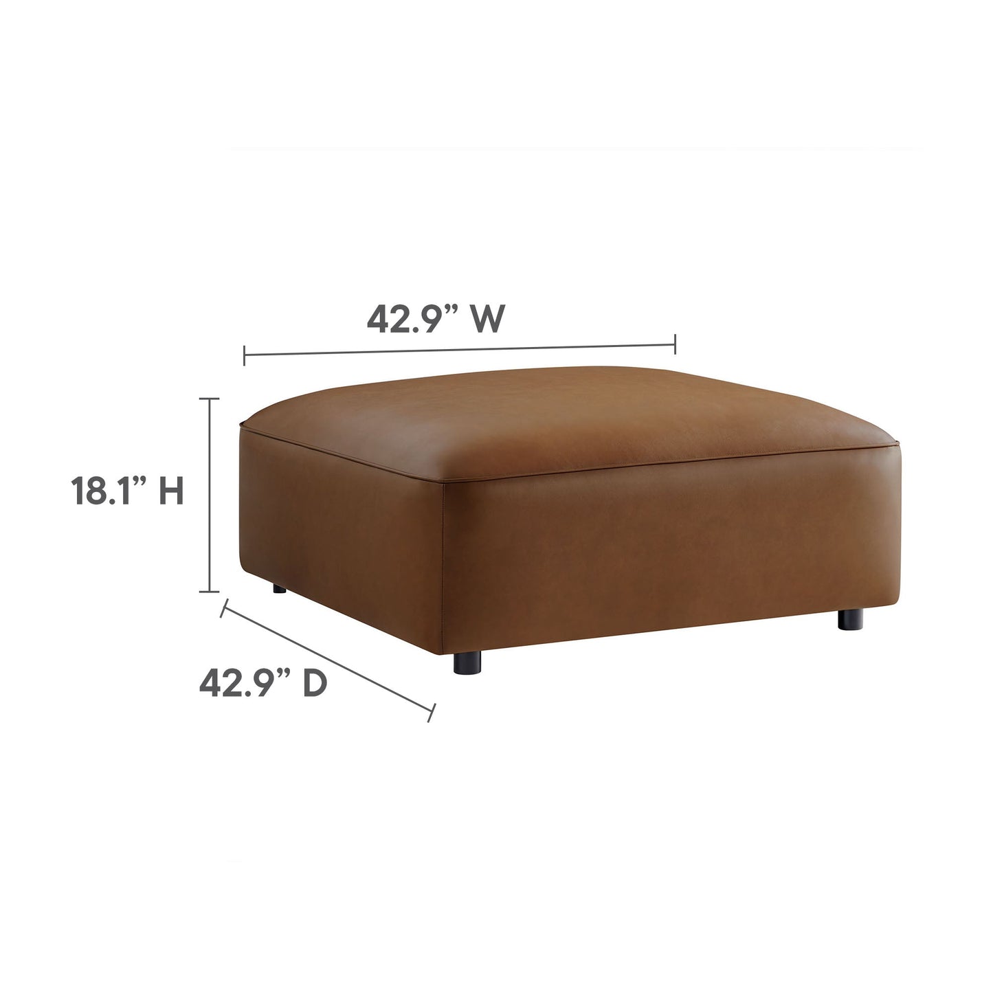 Modway furniture Auren 3-Piece Upholstered Vegan Leather Modular Loveseat with Ottoman - EEI-7130-CAM