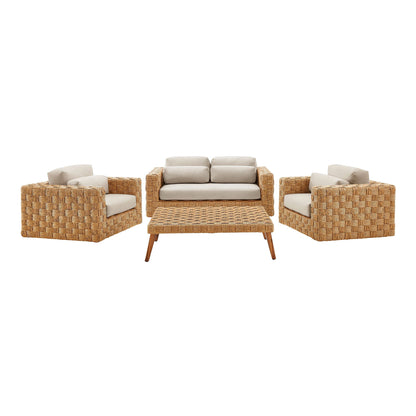 Modway Furniture Thames  4-Piece Outdoor Patio Wicker Rattan Furniture Set - EEI-7135-NAT-LGR