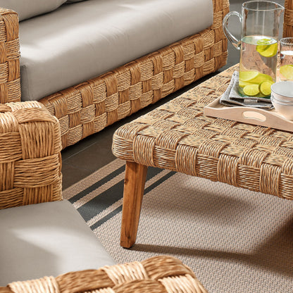 Modway Furniture Thames  4-Piece Outdoor Patio Wicker Rattan Furniture Set - EEI-7135-NAT-LGR