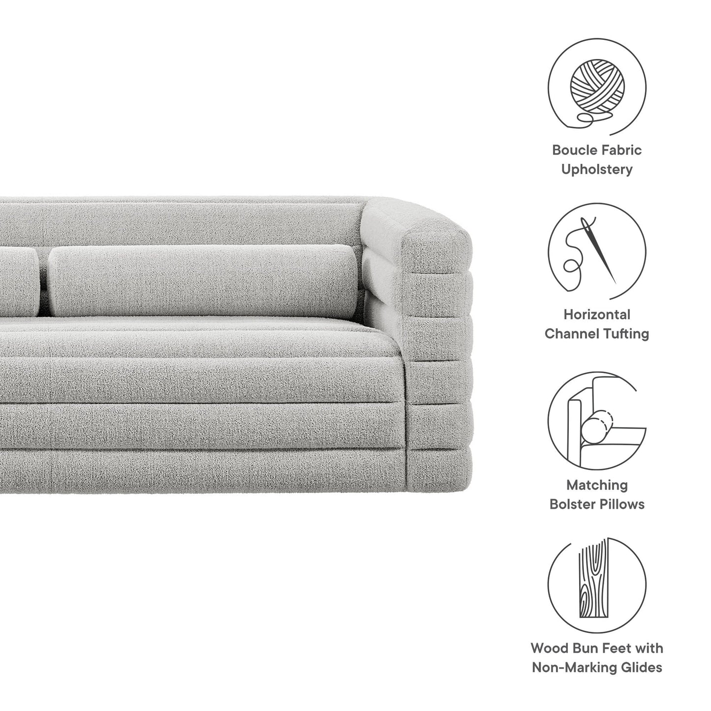 Modway furniture Relle Channel Tufted Boucle Upholstered Sofa - EEI-7136-CHA