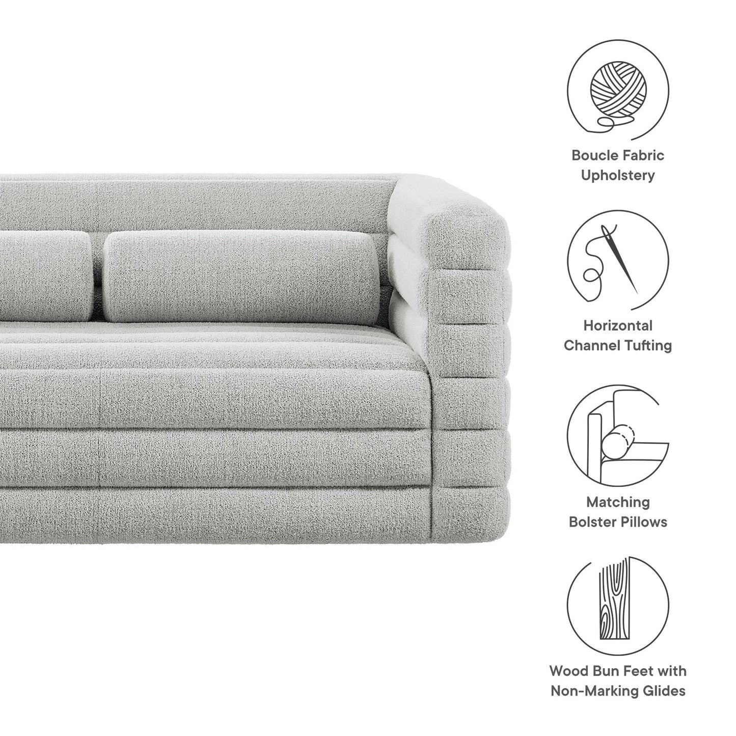 Modway furniture Relle Channel Tufted Boucle Upholstered Loveseat - EEI-7137-CHA