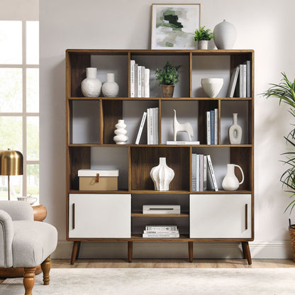 Modway furniture Transmit 59" Bookcase with Sliding Doors - EEI-7194-WAL