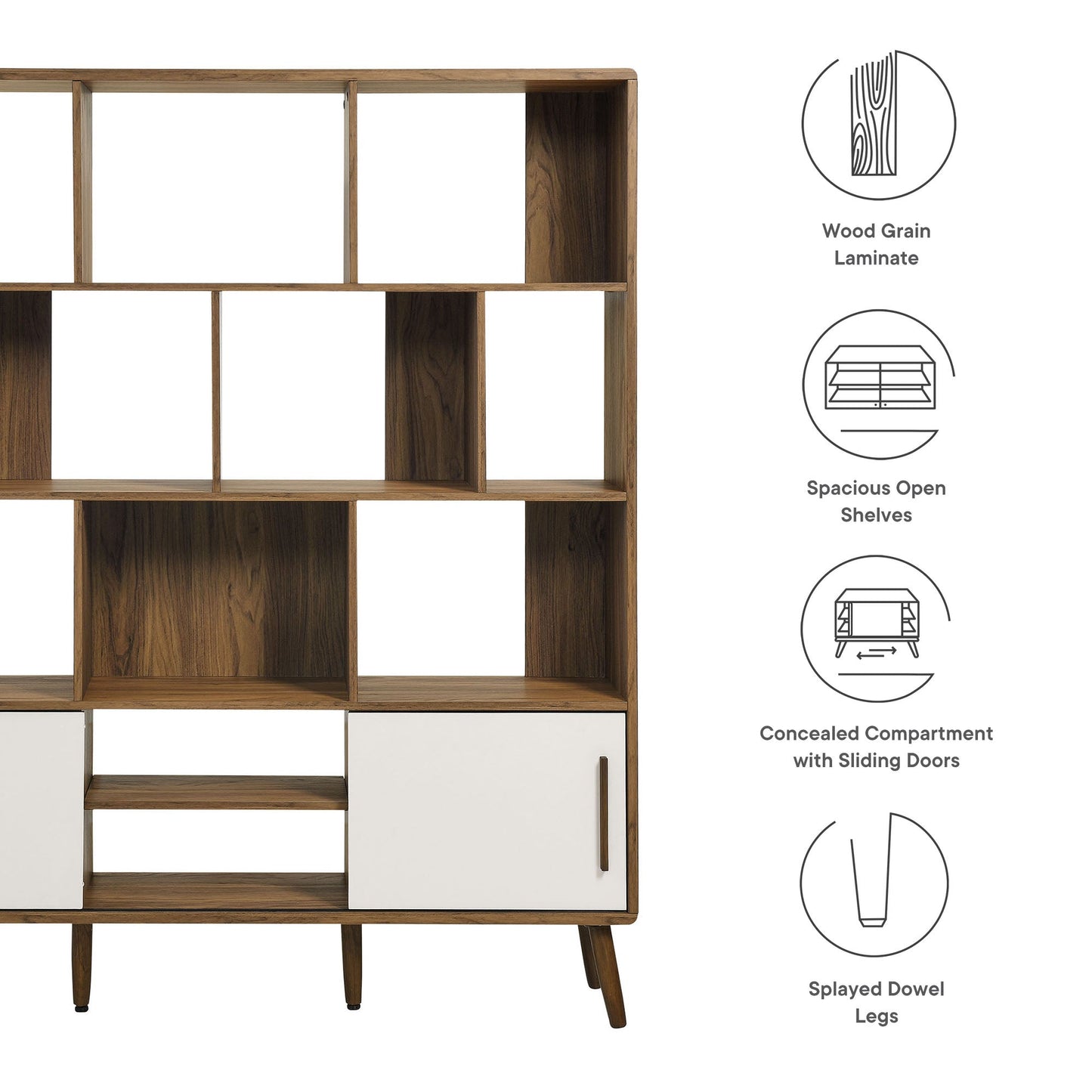 Modway furniture Transmit 59" Bookcase with Sliding Doors - EEI-7194-WAL