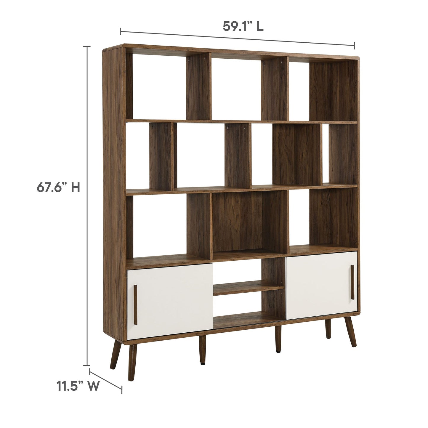 Modway furniture Transmit 59" Bookcase with Sliding Doors - EEI-7194-WAL