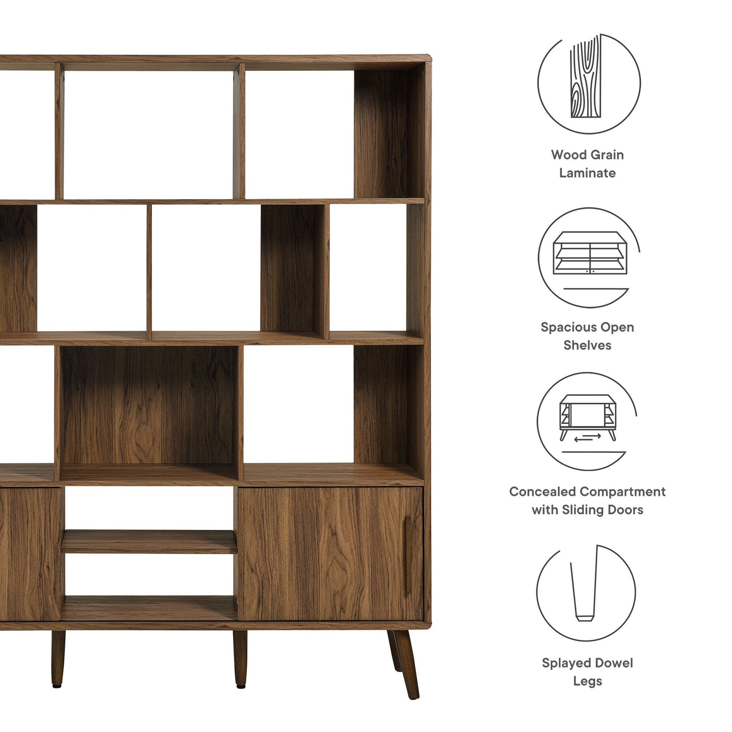 Modway furniture Transmit 59" Bookcase with Sliding Doors - EEI-7194-WAL