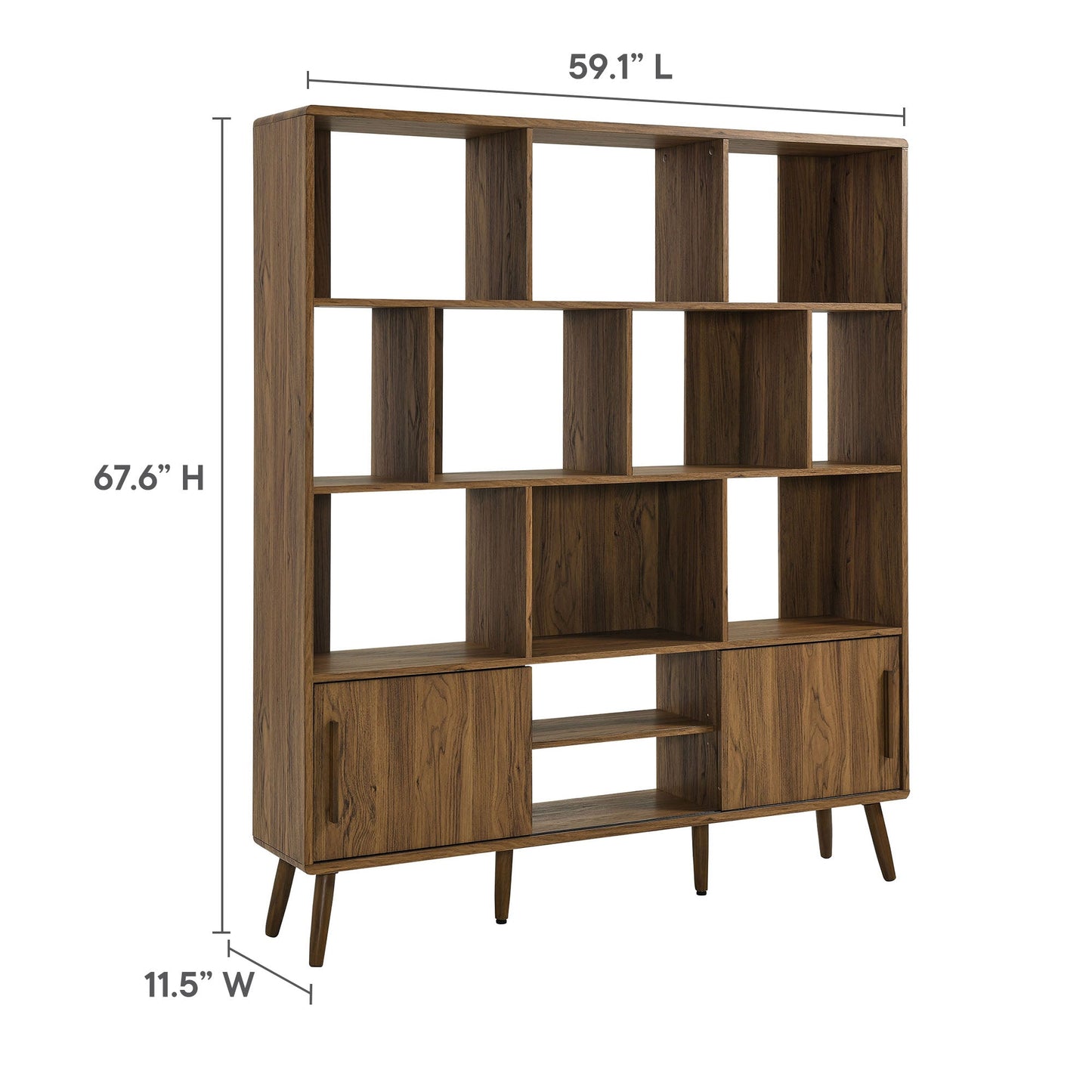 Modway furniture Transmit 59" Bookcase with Sliding Doors - EEI-7194-WAL