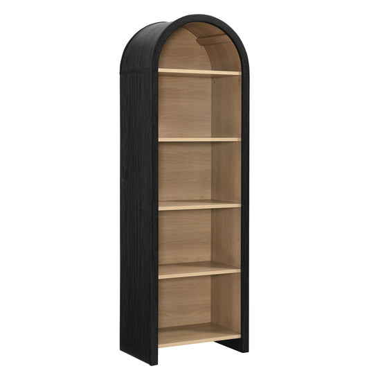 Modway furniture Evie Arched Narrow Bookcase Display Cabinet - EEI-7201-BLK-OAK