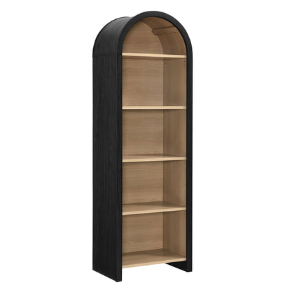 Modway furniture Evie Arched Narrow Bookcase Display Cabinet - EEI-7201-BLK-OAK