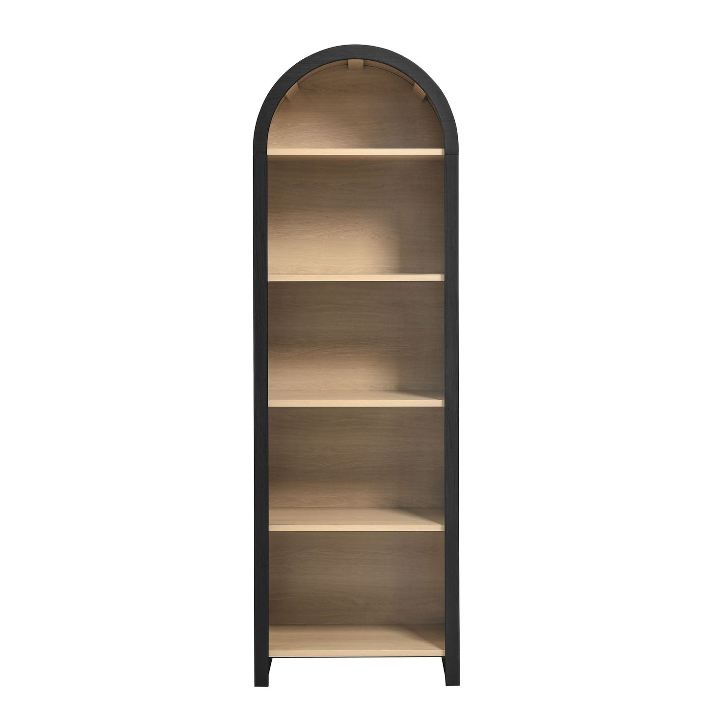 Modway furniture Evie Arched Narrow Bookcase Display Cabinet - EEI-7201-BLK-OAK