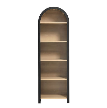 Modway furniture Evie Arched Narrow Bookcase Display Cabinet - EEI-7201-BLK-OAK
