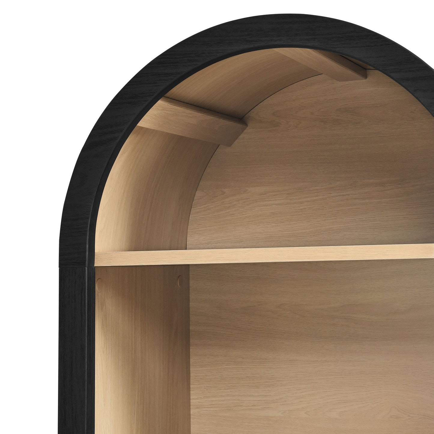 Modway furniture Evie Arched Narrow Bookcase Display Cabinet - EEI-7201-BLK-OAK