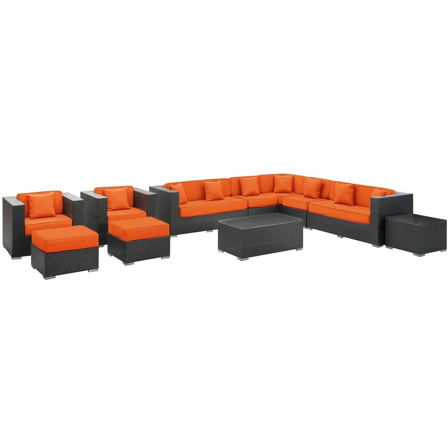 Modway Furniture Cohesion 11 Piece Outdoor Patio Sectional Set by Modway - EEI-723-EXP-ORA-SET