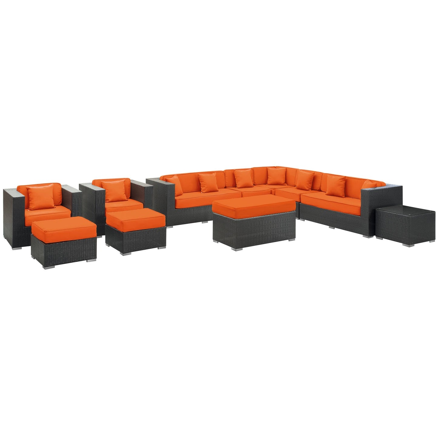 Modway Furniture Cohesion 11 Piece Outdoor Patio Sectional Set by Modway - EEI-723-EXP-ORA-SET