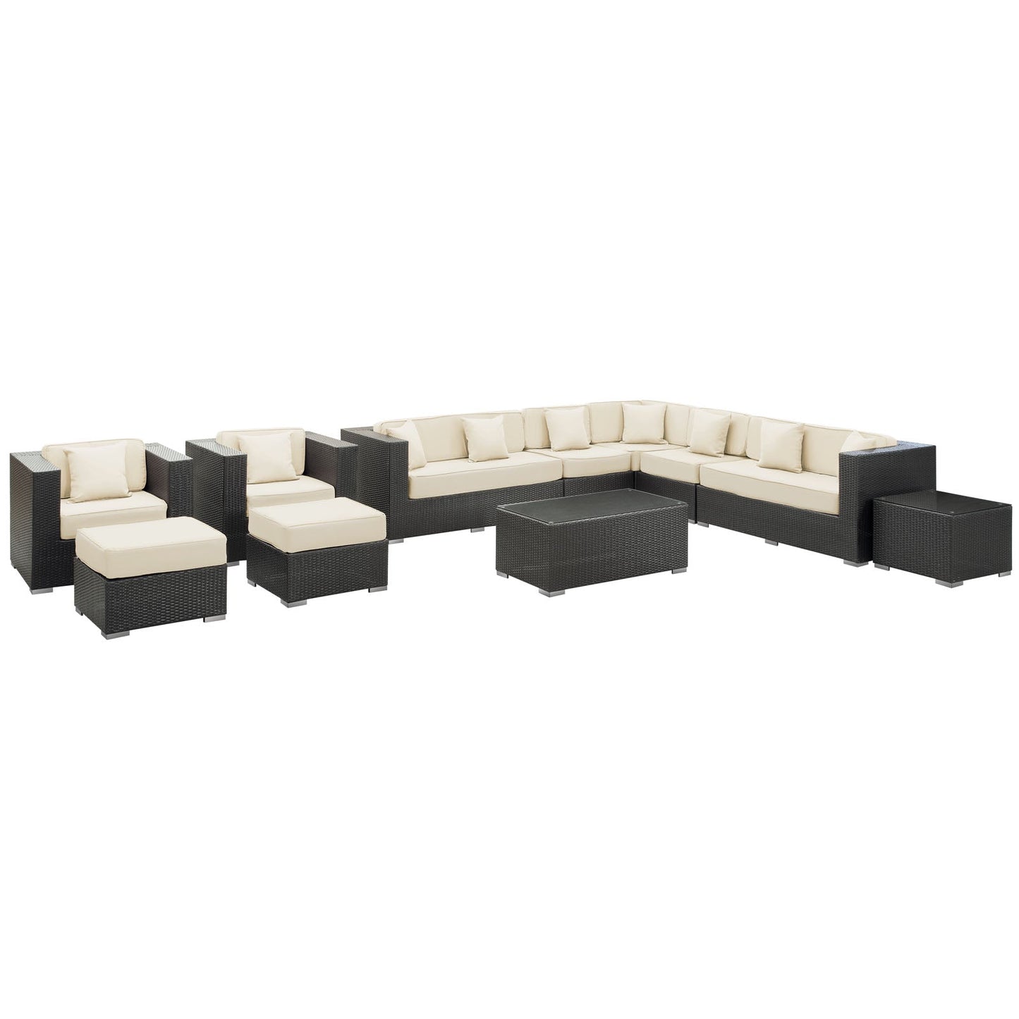 Modway Furniture Cohesion 11 Piece Outdoor Patio Sectional Set by Modway - EEI-723-EXP-ORA-SET