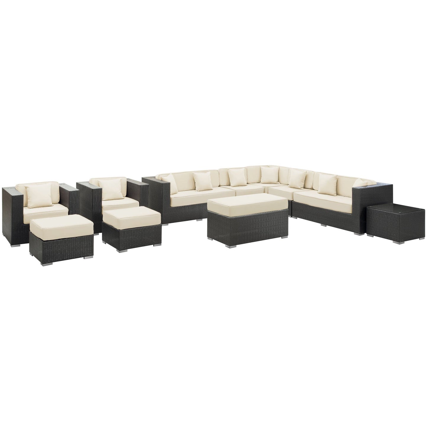 Modway Furniture Cohesion 11 Piece Outdoor Patio Sectional Set by Modway - EEI-723-EXP-ORA-SET